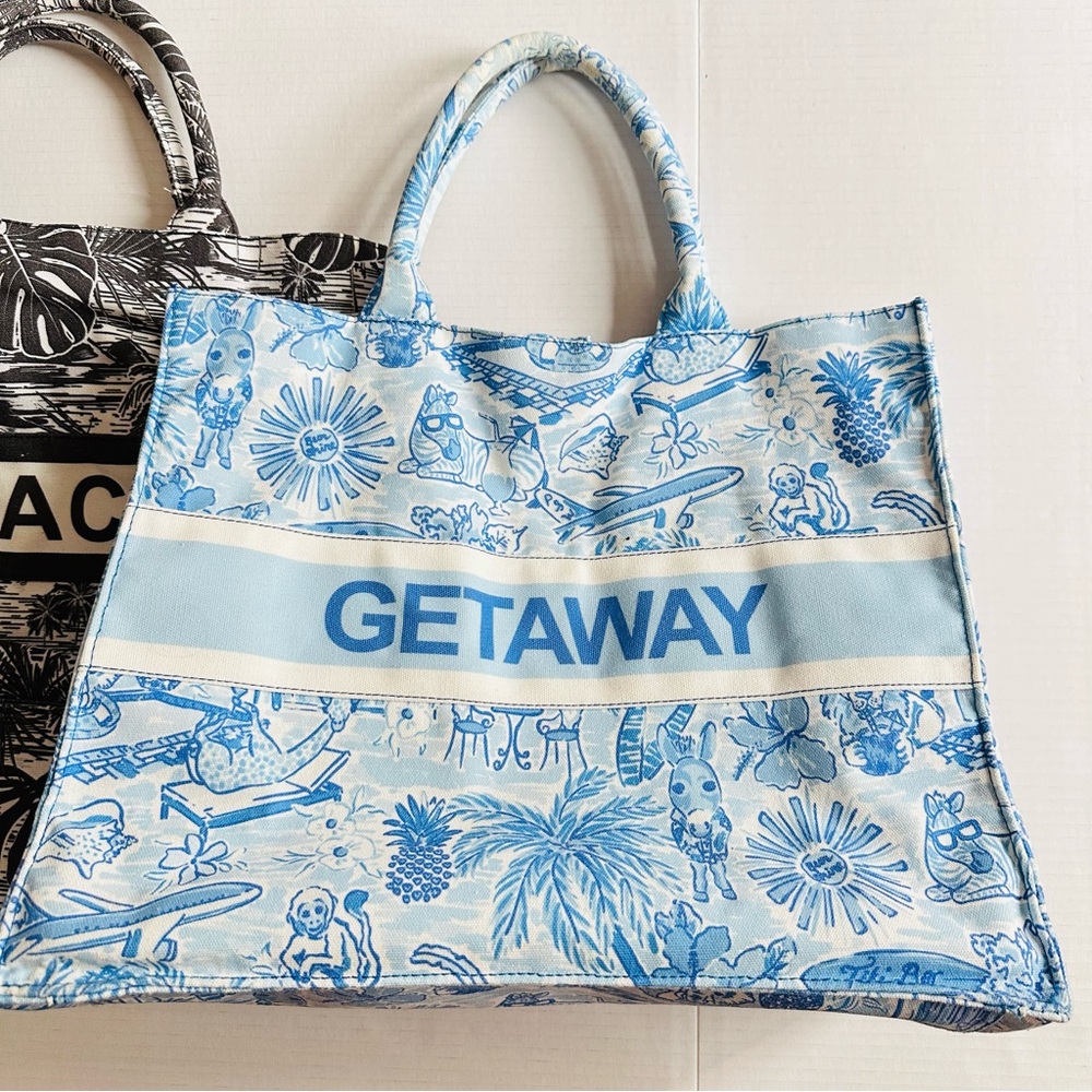London Fog Beach Tote "Getaway" & “Beach” Summer Canvas Tote Bags - Picture 4 of 9